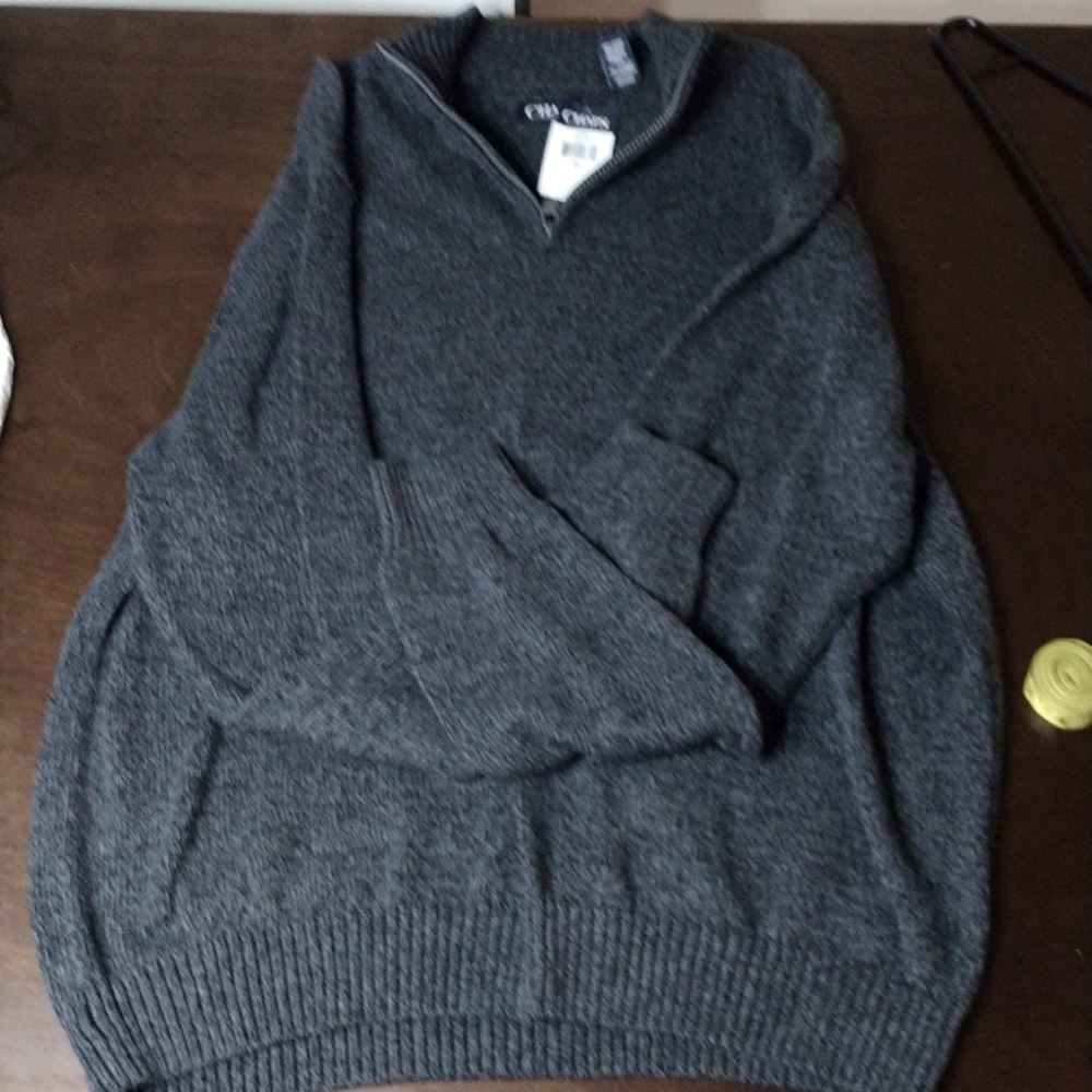 NWT Chaps 100% cotton charcoal zipper turtleneck sweater XL